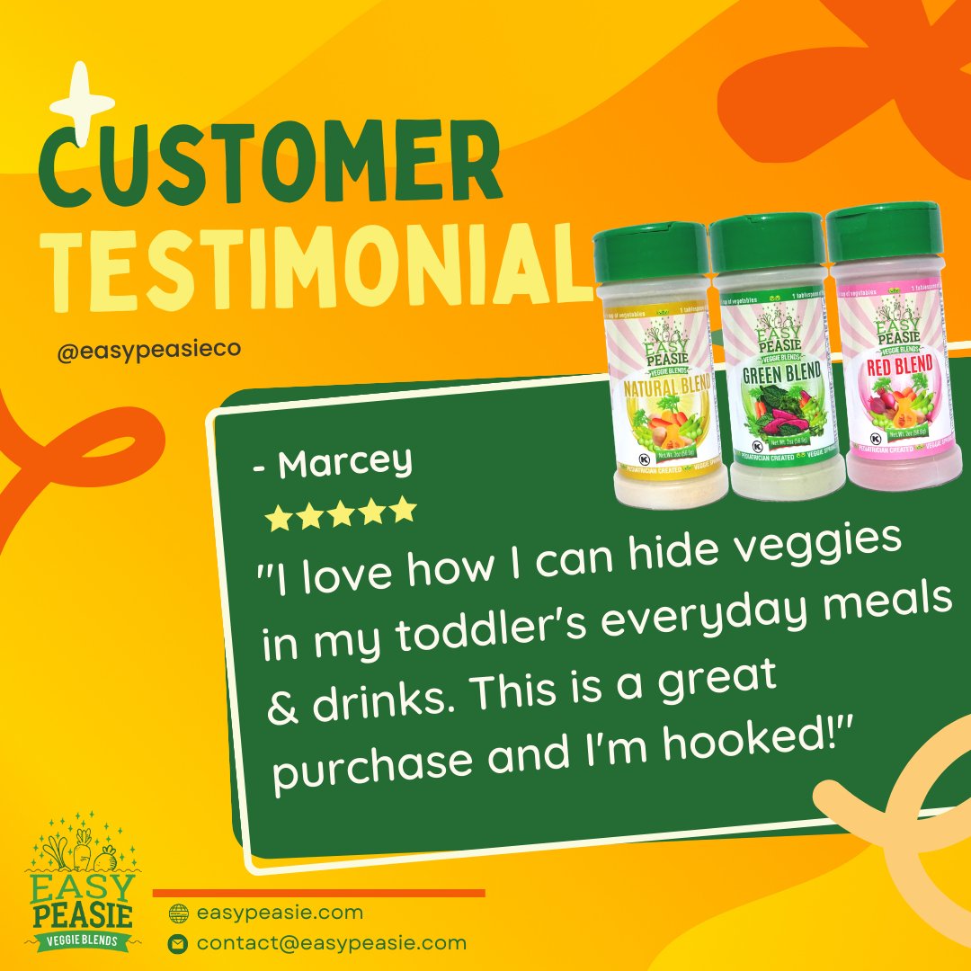 easypeasieco's tweet photo. Thank you for the glowing review! We're thrilled to hear how our product is helping you veggie-up your toddler's meals and drinks!

#easypeasie #veggiepowder #healthykids #momapproved #pickeater #pickyeaterapproved #customerfeedback #healthyeating #toddlerapproved https://t.co/t5i872hqGp