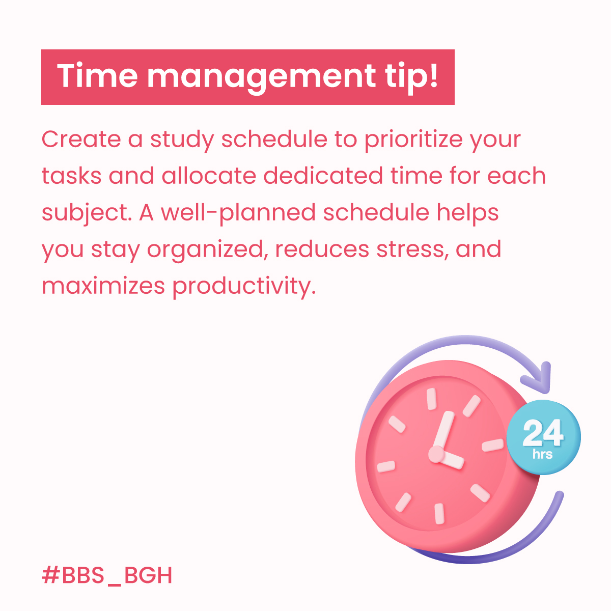 BBS_BGH's tweet image. Apply this useful time management tip and make the most of your study time!

#TimeManagement #StudySchedule #BalBhartiSchool #BBS_BGH