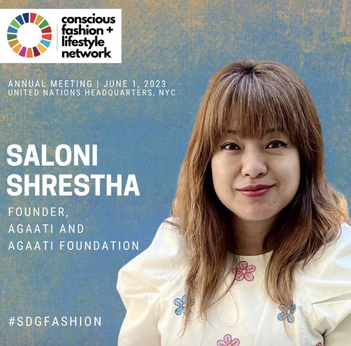 📢Pleased to announce that @SALONIRATHOR will be speaking at the United Nations Conscious Fashion and Lifestyle
Network Annual Meeting on June 1st at the United Nations Headquarters in NYC. Watch the meeting live
on UN Web TV #SDGFashion #CFLNetwork