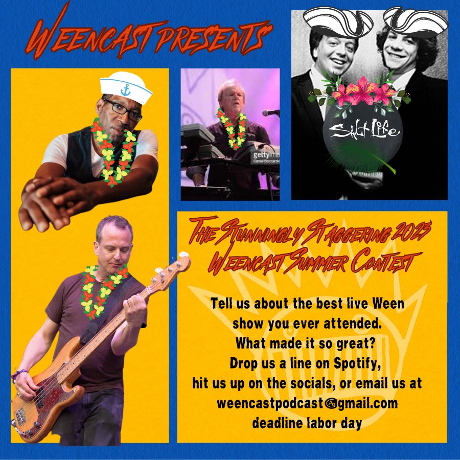 NEW SUMMER CONTEST STARTS NOW!!!  

That’s right!!  The Summer is off to an amazing start and that means entering the new contest!!  Tell us in an audio recording what was your favorite Ween show attended and why for your chance to win!!  #Ween 

open.spotify.com/episode/033jjE…