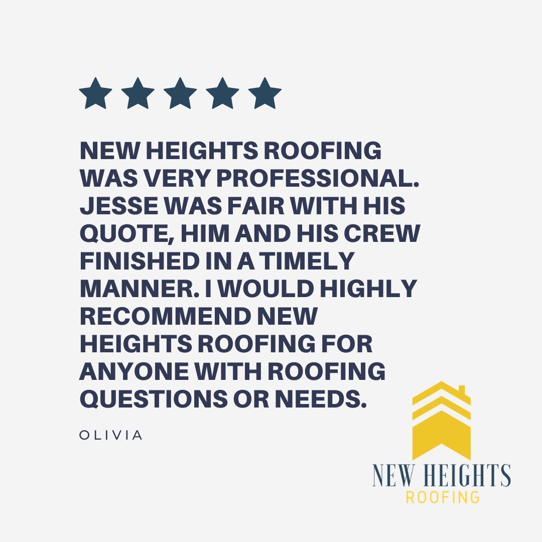 Thank you, Olivia! 
.
.
.
#HomeImprovement #Roofing #HomeValue #NewHeights #RoofRepair
