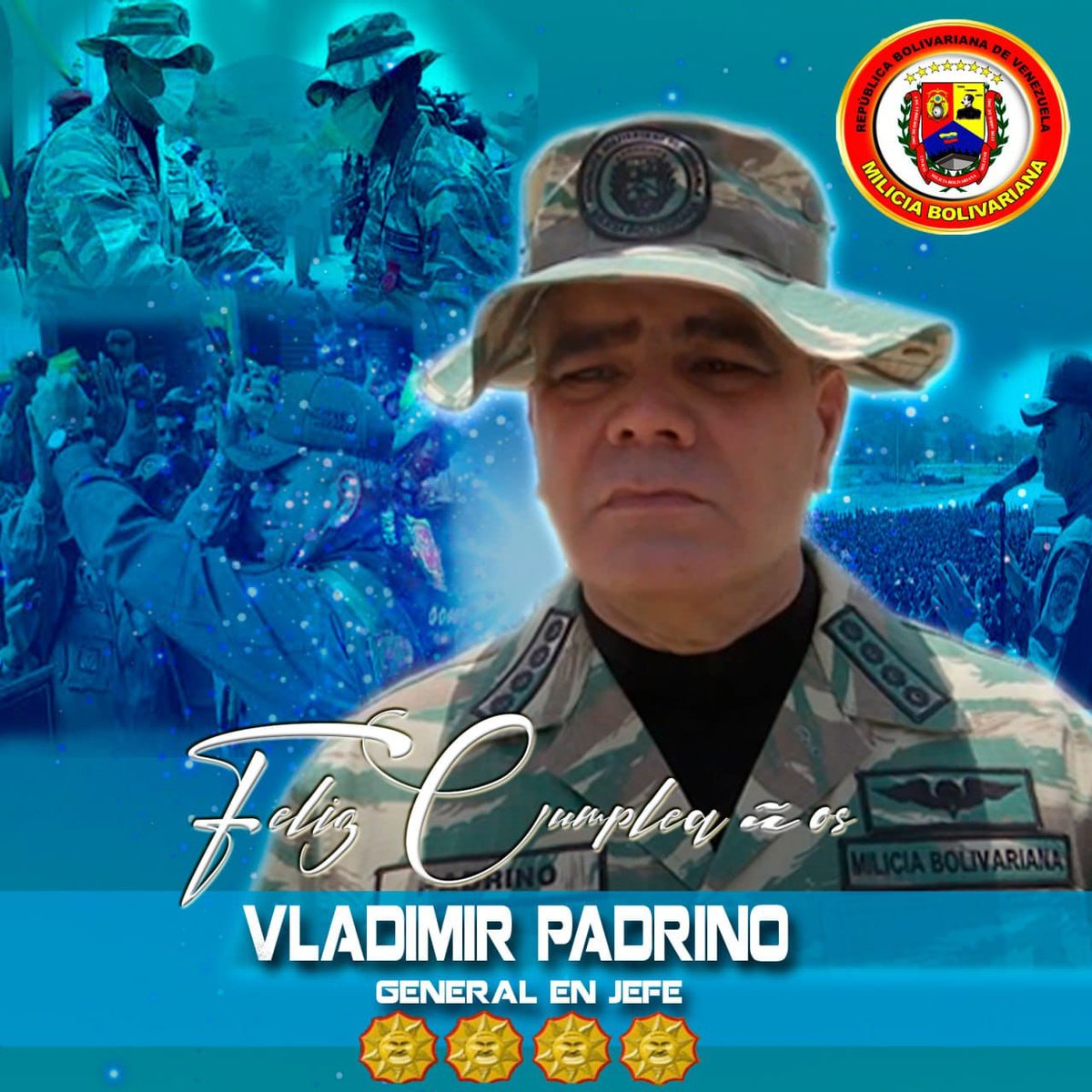 #30Mayo En nombre de la #MiliciaBolivariana,  Felicitamos a nuestro GJ @vladimirpadrino por arribar un año más de vida, que le prospere la dicha y la salud. 

@dhernandezlarez 
@wistohorchourio
@PrensaFANB