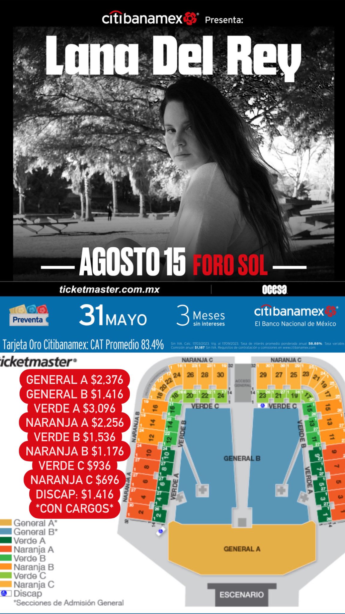 皿 on Twitter: "💳 Pre-Preventa Citibanamex Priority 💳 Lana del Rey 👑