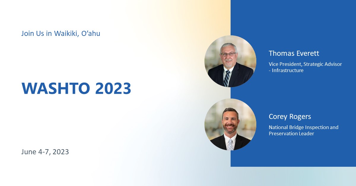 WeAreRSANDH's tweet image. Don&apos;t miss Thomas Everett and Corey Rogers next week at #WASHTO 2023 in Waikiki, O’ahu. Corey will be moderating Education Session 7, Resiliency: A Critical Factor in Extending the Overall Lifecycle of Bridges. #AEC #driventocare #bridges #resilience
