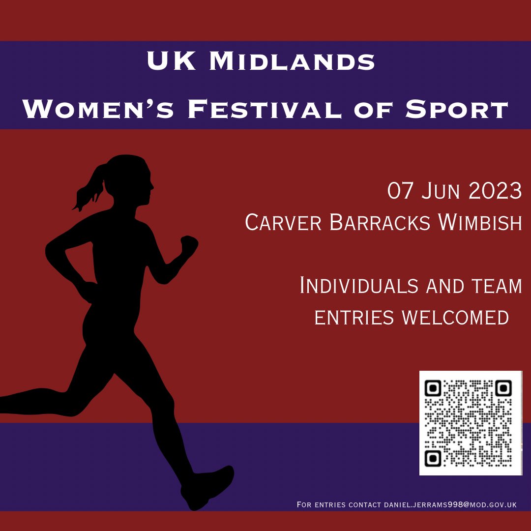 The UK Midlands Women’s Festival of Sport is being hosted by 35 Engineer Regiment on 07 June! 🏏 ⚽️ 🏃‍♀️ Open to ALL units in the UK Midlands, this is a great opportunity to build teams, compete and for Army sports leads to scout for talent. #armysports #womensfestivalofsport