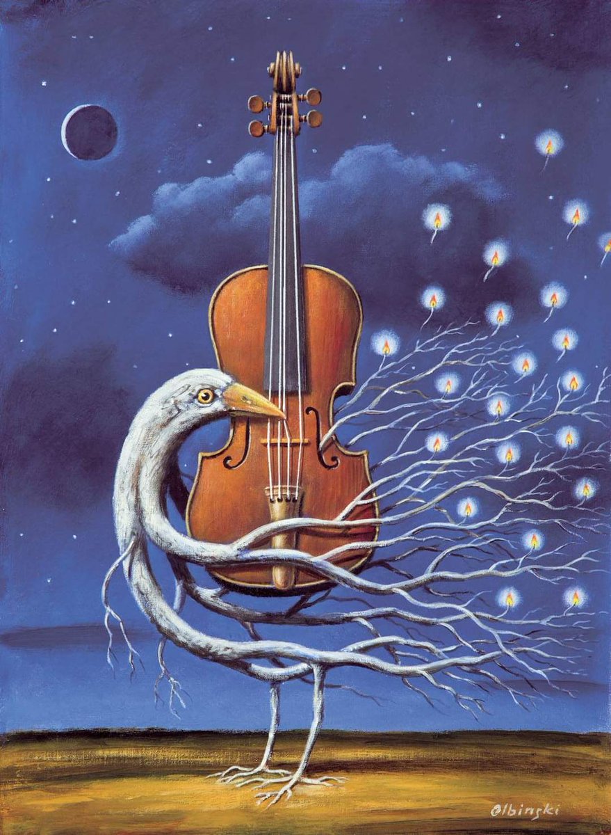 'Nocturne for violin' by #Surrealist #visionary #painter #RafalOlbinski 🎨🎻