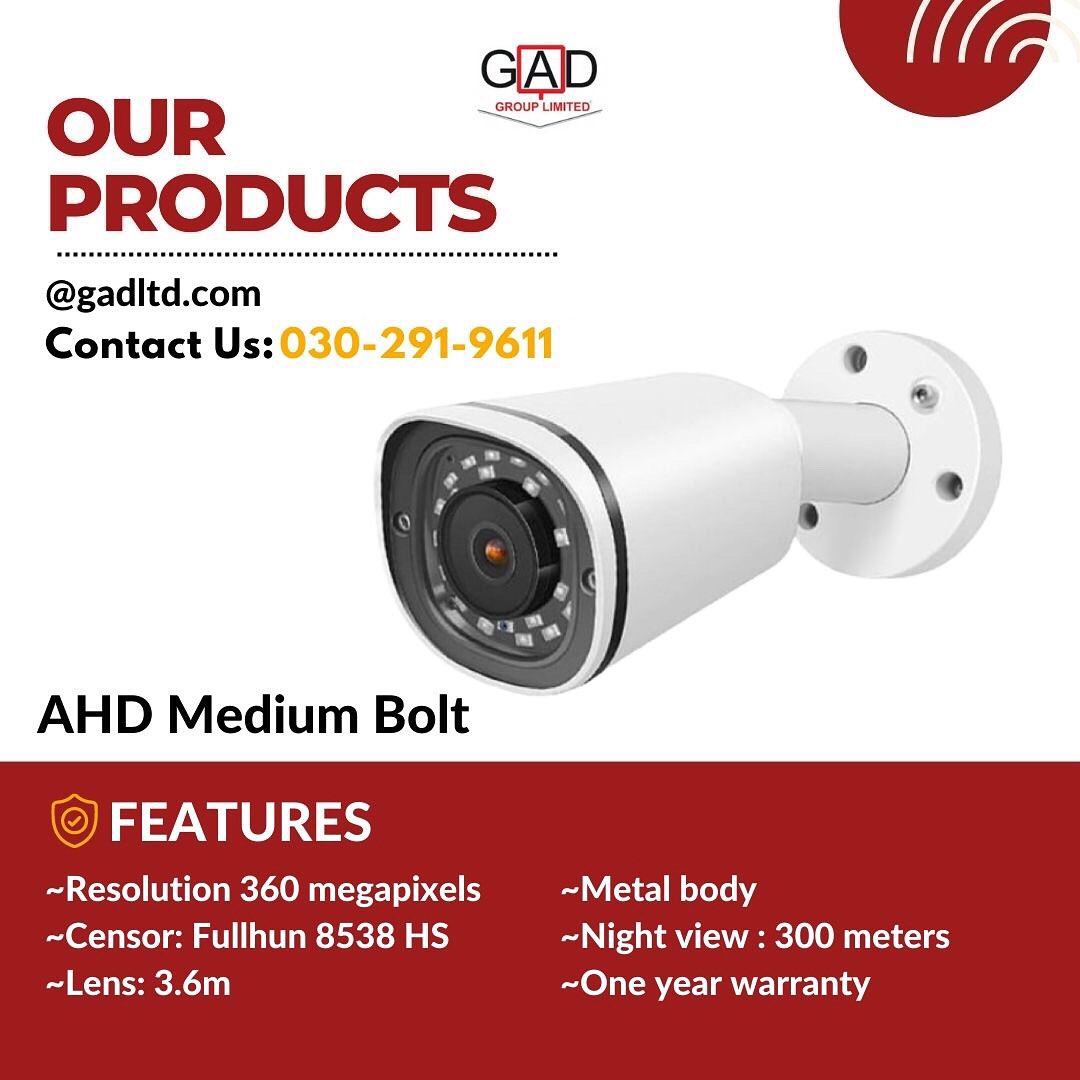 AHD Medium Bolt available. Call us for all for your purchases and purchase installations.

☎️ 233 (0) 302 919 611 
  233 (0) 208 710 158
  gadcompsys@gmail.com 

Teshie #gadgroup #securitysystem #securitycamerainstallation #cctv #cctvcamera #securityservices #ghana #electronics