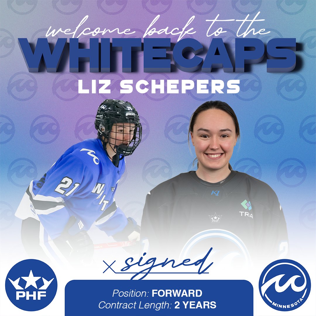 She's the consummate professional on-and-off the ice and she's staying in Minnesota. The Caps have re-signed forward Liz Schepers to a two-year deal. Read below for more contract details.

@LizSchepers | #RollCaps

✍️: whitecaps.premierhockeyfederation.com/news/schepers-…
