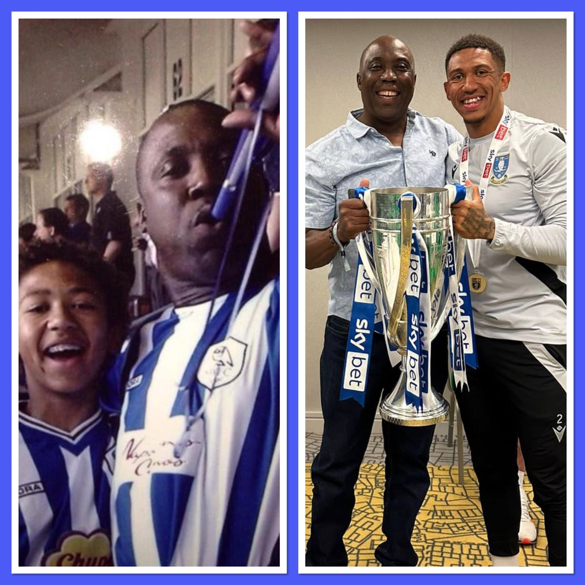 palmerally's tweet photo. From Cardiff to Wembley ⚽️💙 what a journey!
#Playoffs #SWFC #Fatherandson
 #SheffieldWednesday #Proudparents #Palmer Liam Palmer https://t.co/b9TprhZ31d