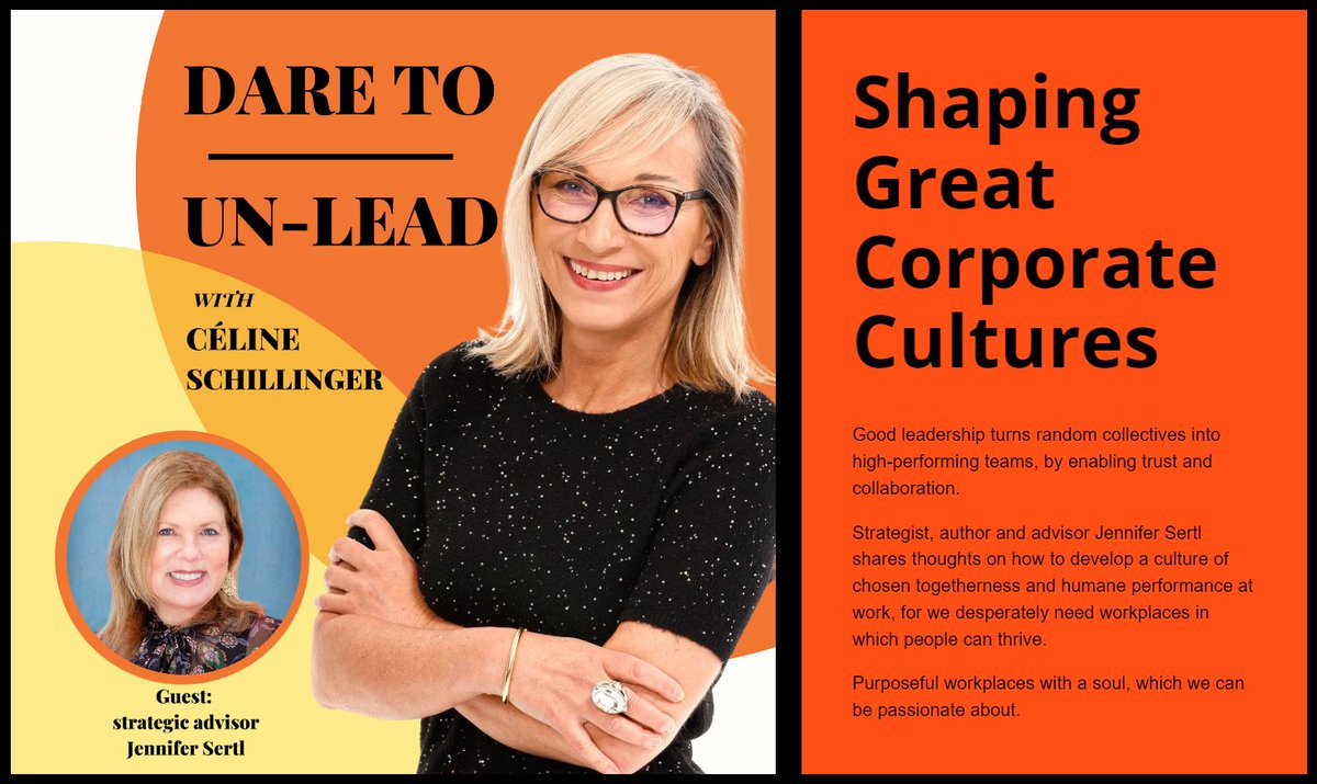 Shaping great corporate cultures: where do we start? 🧐
A wonderful conversation with @JenniferSertl 
weneedsocial.com/episode-9-shap… 
#CorporateCulture #Leadership #podcast #DareToUnLead