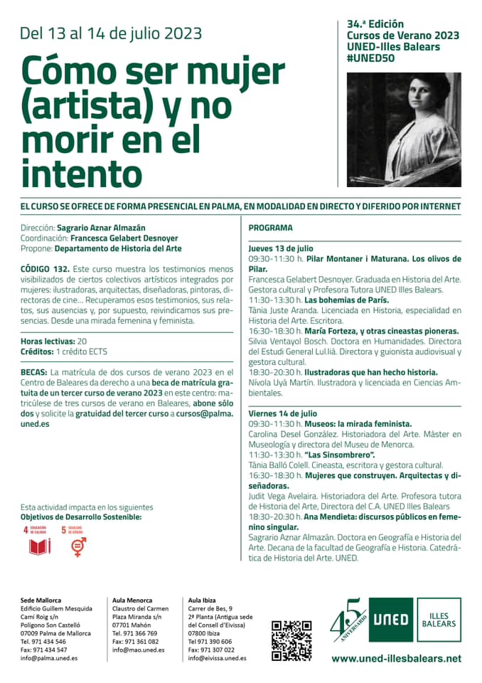Demà dimecres 31 de maig, a partir de las 16:30,  entrevista al programa Tèntol a Ib 3 ràdio on parlarem d'aquest curs sobre dones artistes on totes les ponents també són dones.