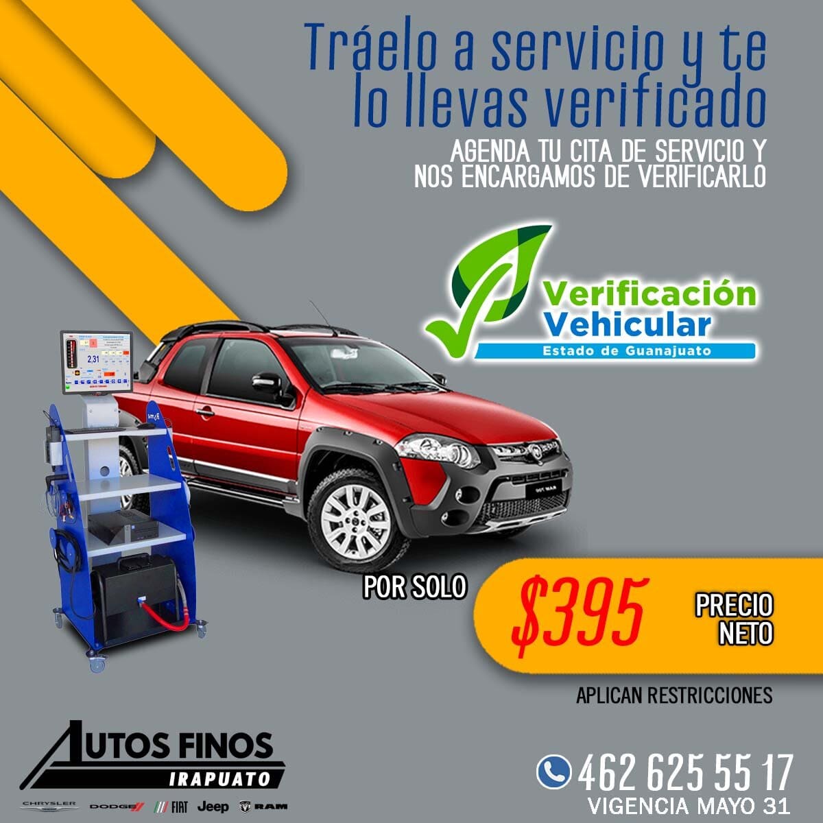 AutosIrapuato's tweet photo. Aprovecha los últimos días del mes para traer tu auto con los expertos certificados
📞Haz tu cita al 462-625-55-17 ext. 225 y 230
📍 Prol. Guerrero 1850 Col. Unidad Modelo IMSS
Lun a Vie de 8:00 am a 2:00 pm y de 4:00 a 7:00 pm Sáb de 8:00 am a 4:00 pm https://t.co/YnHxsL2QjB