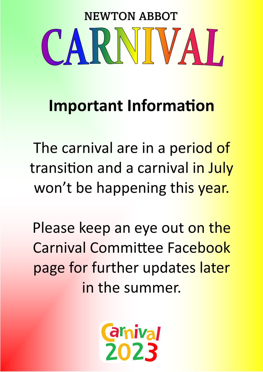 📣Please read....... #newtonabbot #carnival