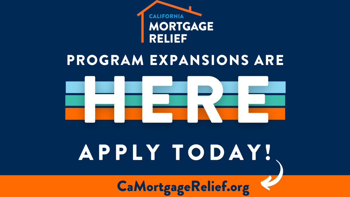 Have you heard? The California Mortgage Relief Program has expanded and here to help you #SaveYourHome! Apply today! 

To see if you’re eligible, visit us today at CaMortgageRelief.org 

#CaMortgageRelief #GetCaughtUp #Housing #California #MortgageRelief #PropertyTax