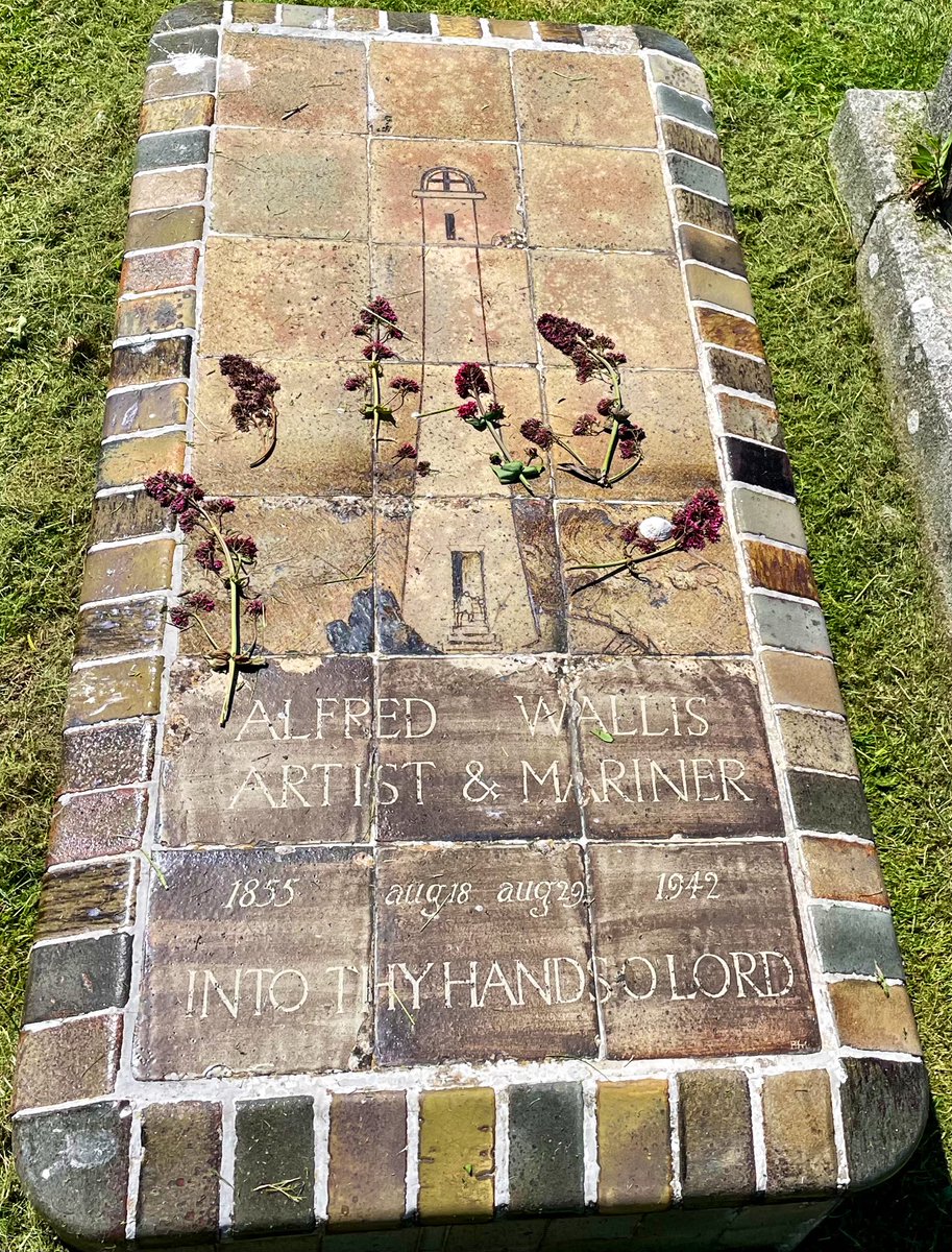 The unusual and beautiful grave of painter Alfred Wallis with Leach pottery tiles #TilesOnTuesday #AlfredWallis #LeachPottery #StIves #Art