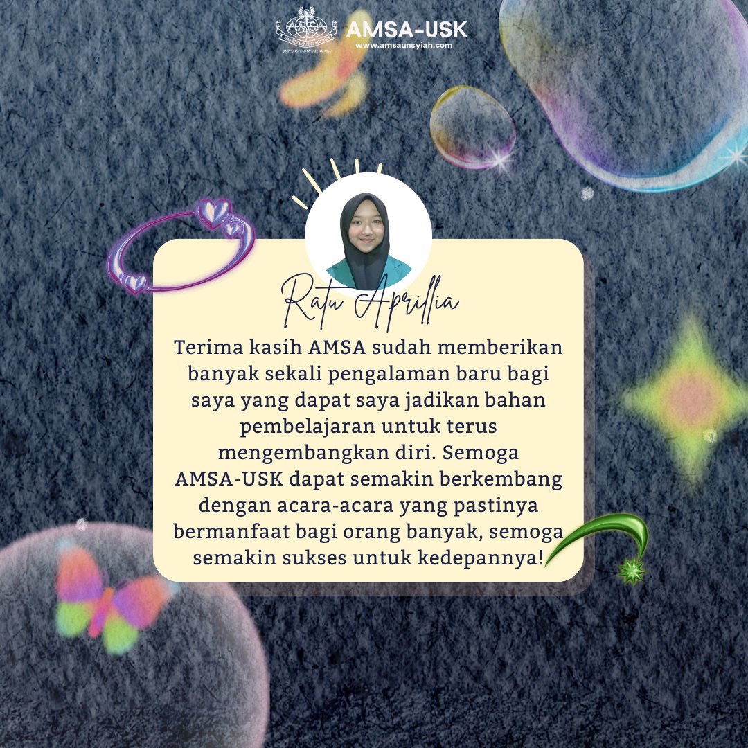 AMSAUSK's tweet photo. [Member of The Year💐]

Congratulation to our Member of The Year

Ratu Aprillia!!🎊🍰🍰

Well done Ratuu, thank you for your dedication!
Keep up the good work✨

They Call it Organization, We Call it Family
Viva AMSA!
#AMSAUSK
#AMSAIndonesia https://t.co/slo8YLlzp3