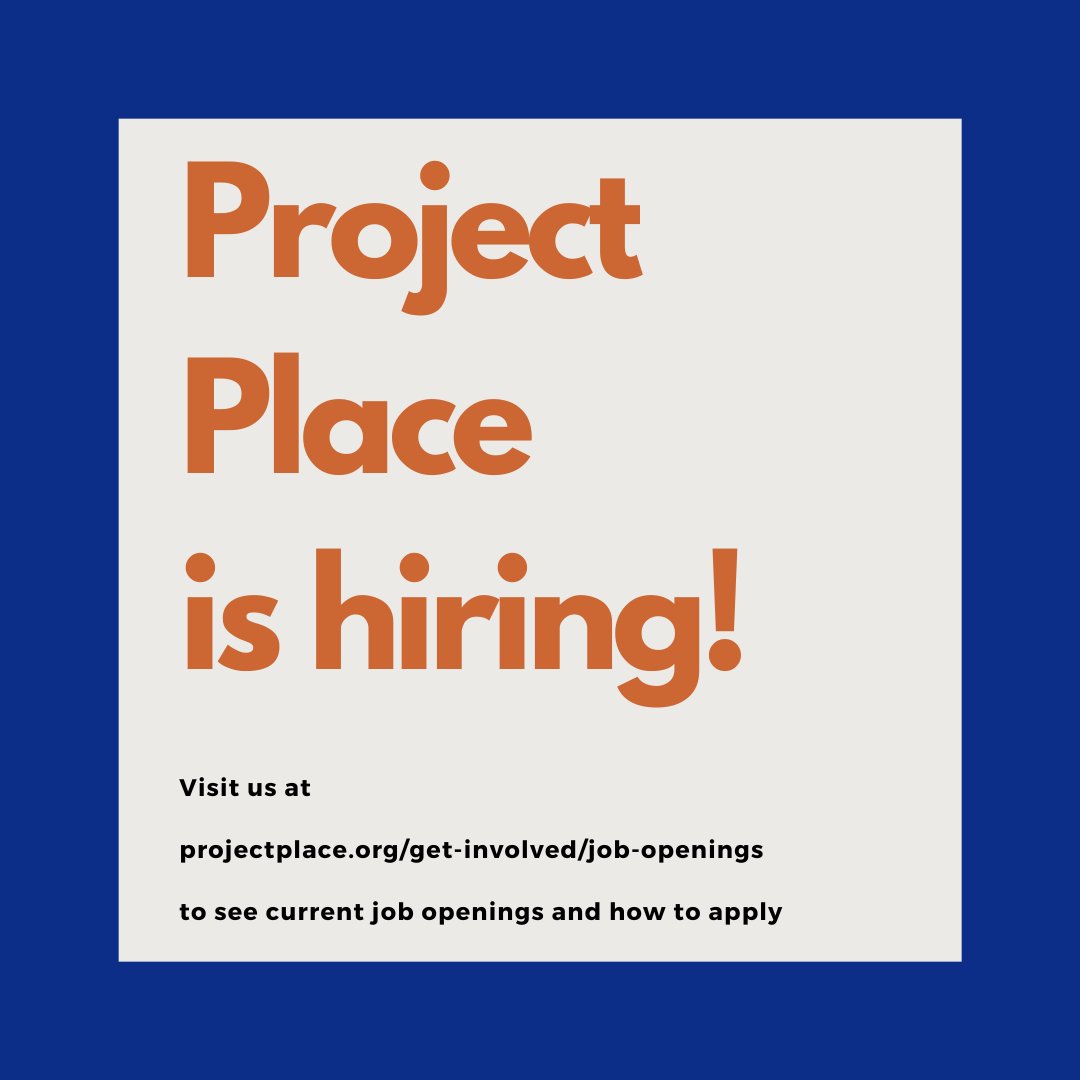 Come join the Project Place team! We're hiring for the following positions:

- Custodian
- Employment &amp; Retention Specialist
- Reentry Program Manager
- Stabilization &amp; Housing Case Manager

Visit projectplace.org/get-involved/j… to learn more and apply!