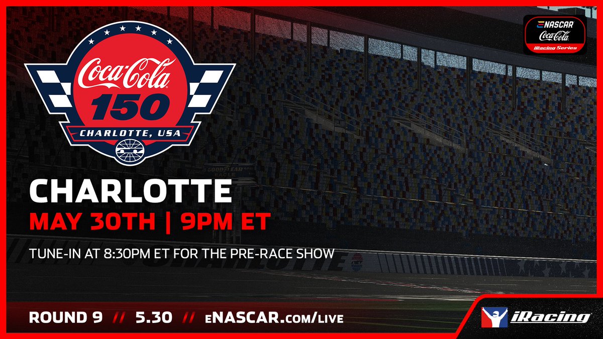 Still itching for some more Charlotte action? We've got you covered with the Coca-Cola 150 tonight in virtual North Carolina. The road to $300,000 passes through 'America's Home for Racing'! eNASCAR.com/Live | 9p ET