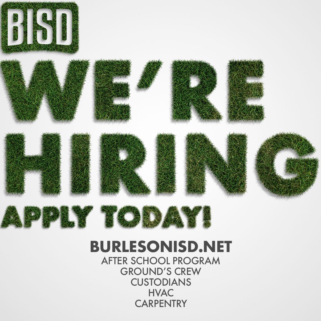 🚨 Spread the word! Burleson ISD is hiring. 

Learn more &amp; apply today ➡️ bit.ly/BISDcareers