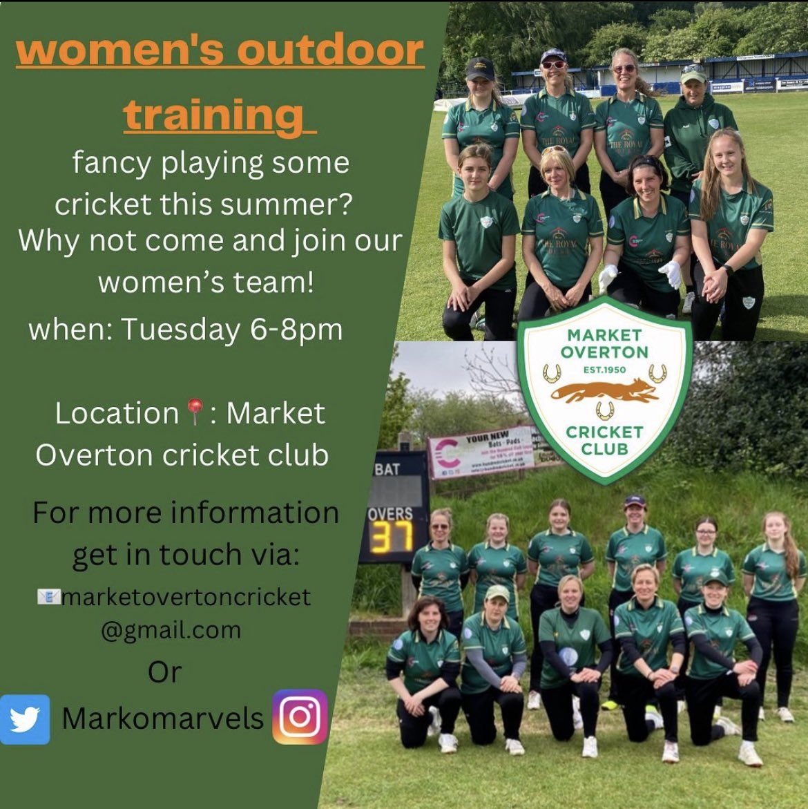 We are always looking for more women & girls to join our club 

This evening (Tuesday) we have sessions for 13+ years girls & women

Friday sessions for girls softball & hardball

📧 us at marketovertoncricket@gmail.com for more info 

Come along & bring a friend