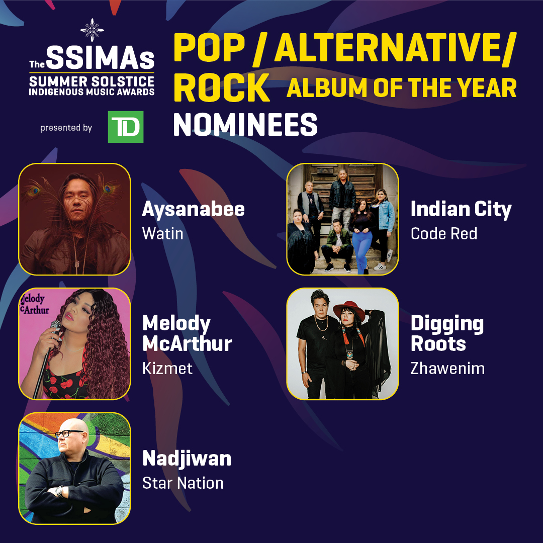 🔹Category is: POP / ALTERNATIVE/ ROCK ALBUM OF THE YEAR #TheSSIMAs | Presented by @TD_Canada @_aysanabee_ @_DiggingRoots @IndianCityMusic @ottawasolstice @CanadasNAC @OCAFLeFonds @Ottawa_Tourism 📣Tickets: ticketmaster.ca/event/31005EB0… #SSIMAS #TheSSIMAs #Indigenous #SSIF2023