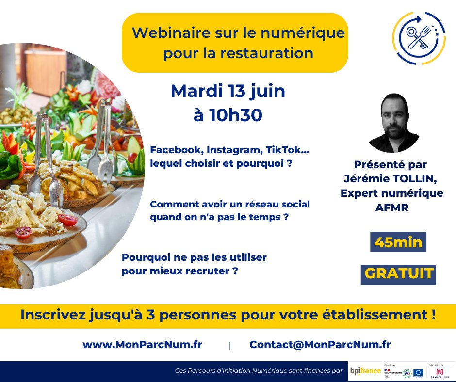 Parcours D'initiation Numérique (@monparcnum) on Twitter photo Notre expert Jérémie Tollin vous retrouve pour un dernier webinaire métier, le mardi 13 juin à 10h30 !
<a href="/GHR_HCR/">GHR</a> <a href="/artiref/">Thomas Yung</a> <a href="/SNRTC_France/">SNRTC</a> <a href="/CGAD_france/">CGAD</a> <a href="/Equiphotelparis/">EquipHotel Paris</a> <a href="/FairBooking/">Fairbooking</a> <a href="/foodhoteltech/">Food Hotel Tech</a> <a href="/CGAD_france/">CGAD</a> Notre expert Jérémie Tollin vous retrouve pour un dernier webinaire métier, le mardi 13 juin à 10h30 !
<a href="/GHR_HCR/">GHR</a> <a href="/artiref/">Thomas Yung</a> <a href="/SNRTC_France/">SNRTC</a> <a href="/CGAD_france/">CGAD</a> <a href="/Equiphotelparis/">EquipHotel Paris</a> <a href="/FairBooking/">Fairbooking</a> <a href="/foodhoteltech/">Food Hotel Tech</a> <a href="/CGAD_france/">CGAD</a>
