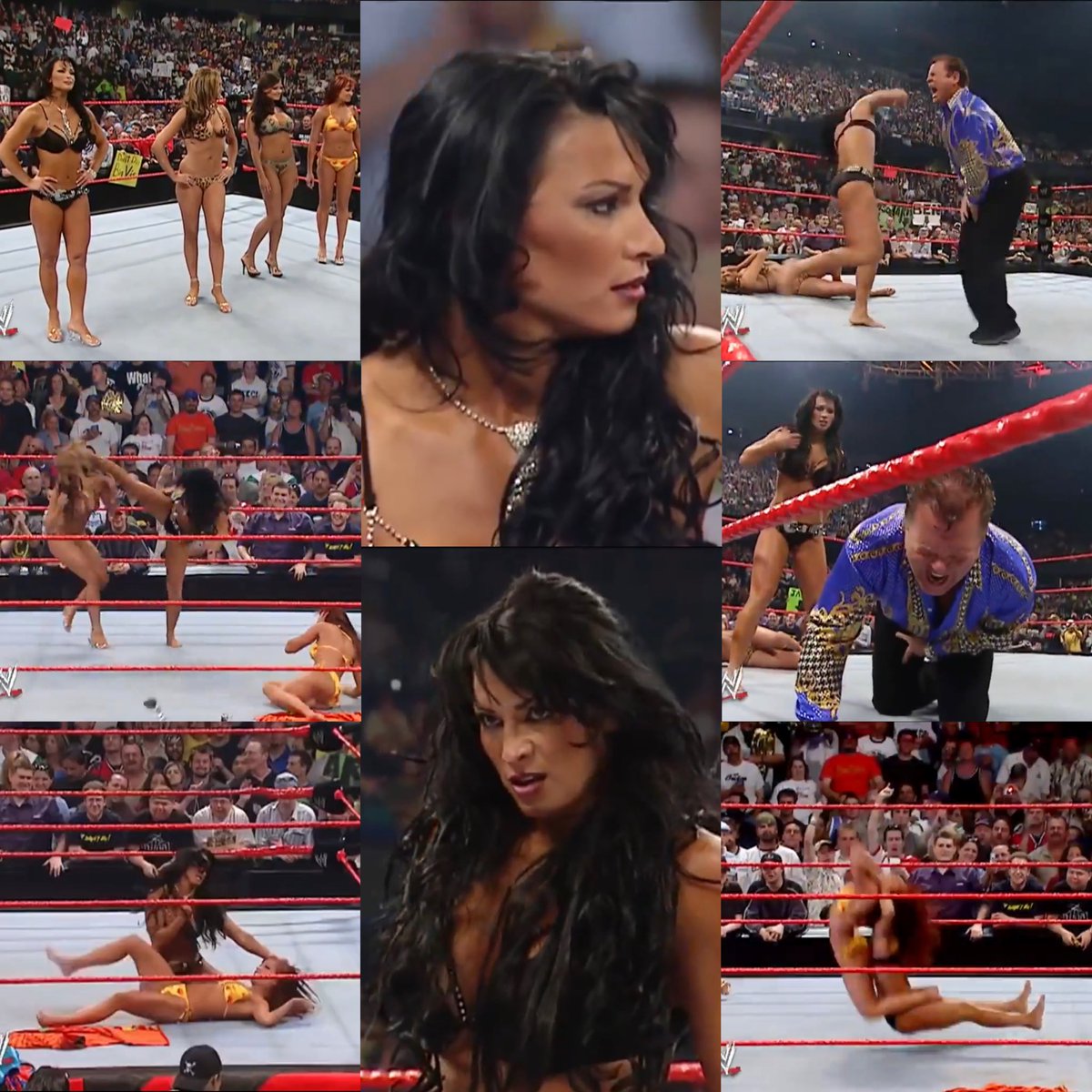 15 years ago, today @JerryLawler hosted a bikini contest on #WWERaw  , announced @hemmepowered the winner and from there all hell broke loose by Victoria. One of the greatest heel turns in WWE. @REALLiSAMARiE = 🐐! #ThankYouVictoria. 🕷️