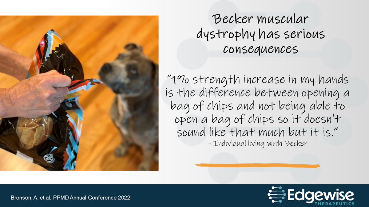 EdgewiseTx's tweet photo. Can you imagine month by month, year by year, losing muscle strength?
Losing muscle function is an inevitable outcome for individuals with Becker. Many transition from being independent to relying on a caregiver and mobility devices for assistance. https://t.co/o5G3XOzceJ https://t.co/HSIXhTj1f8