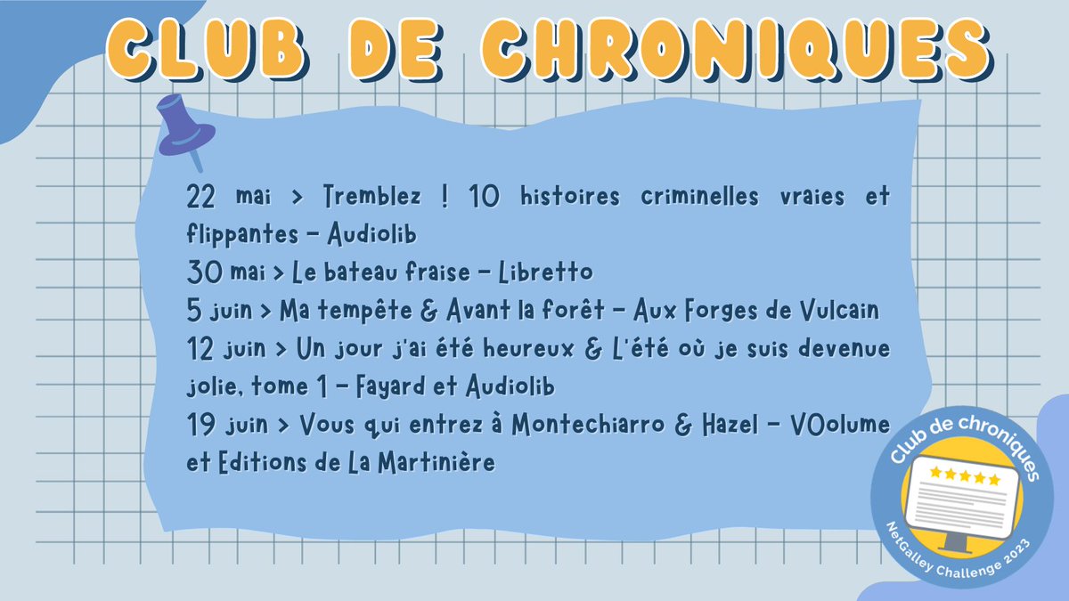 La prochaine session discussion du #ClubdeChroniquesNetGalley commence bientôt ! Êtes-vous prêt.e ? 🙌📝💻