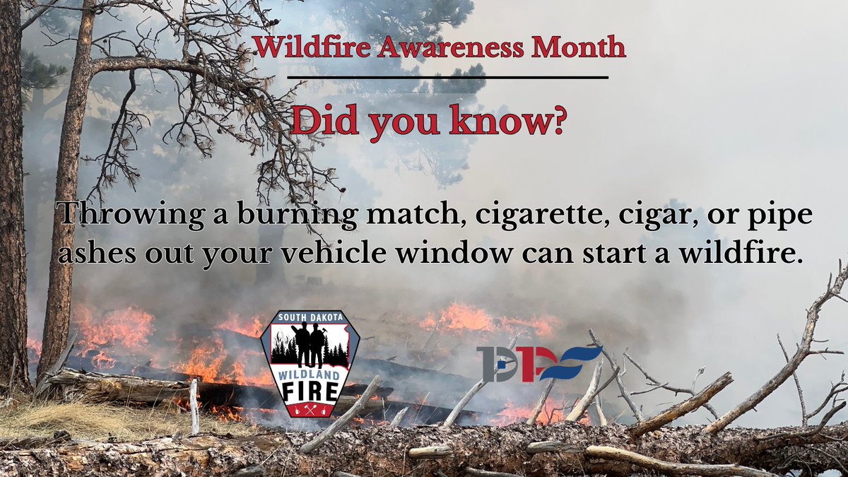 SDWildlandFire's tweet photo. Big fires start small. Be ember aware.
May is Wildfire Awareness Month.
Prevention tips at https://t.co/7pszYvUiaH
#KeepSDSafe https://t.co/JZIczU1qEP