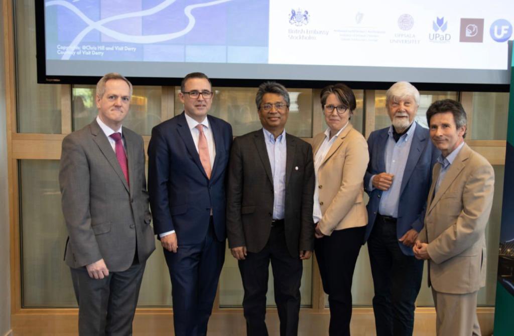IEAmbSweden's tweet photo. Fascinating discussion on the Good Friday Agreement @UU_Peace with thanks to Pat Hynes, Peter Wallensteen and @markdevenport for the perspectives. Standing together with @JudithMGough to affirm our commitment to the the GFA and the peace process. #GFA25 https://t.co/zuU7Cu0lMx