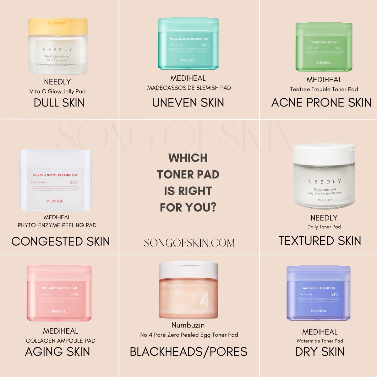 Which K-Beauty Toner Pad is right for you? Toner pads are essential in any k-beauty routine! Find on songofskin.com #kbeauty #tonerpads