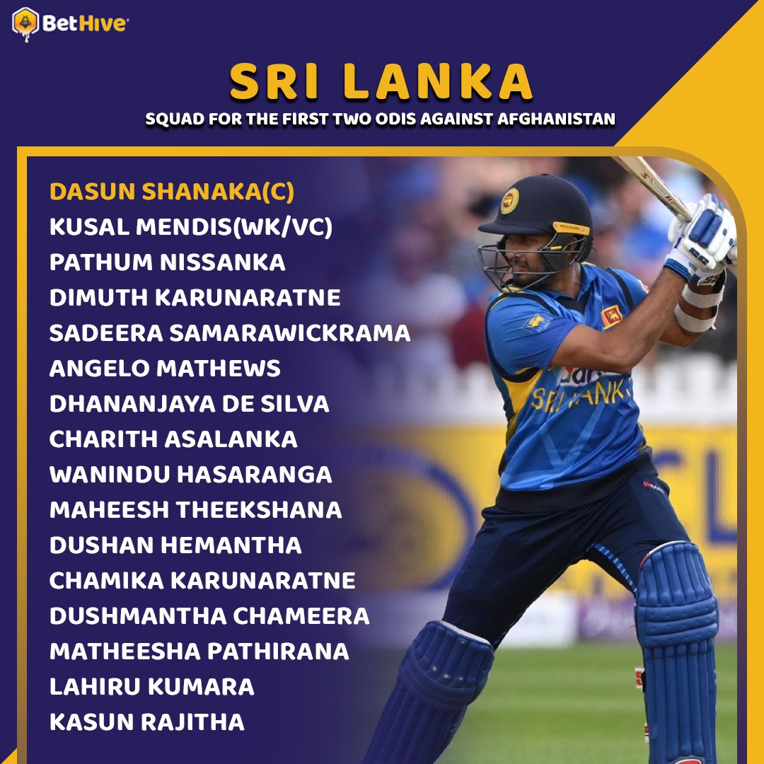 Sri Lanka’s squad for the first two out of three ODIs against Afghanistan

#SriLankaCricket #cricket #ODI #Squad #Afghanistan #BetHive