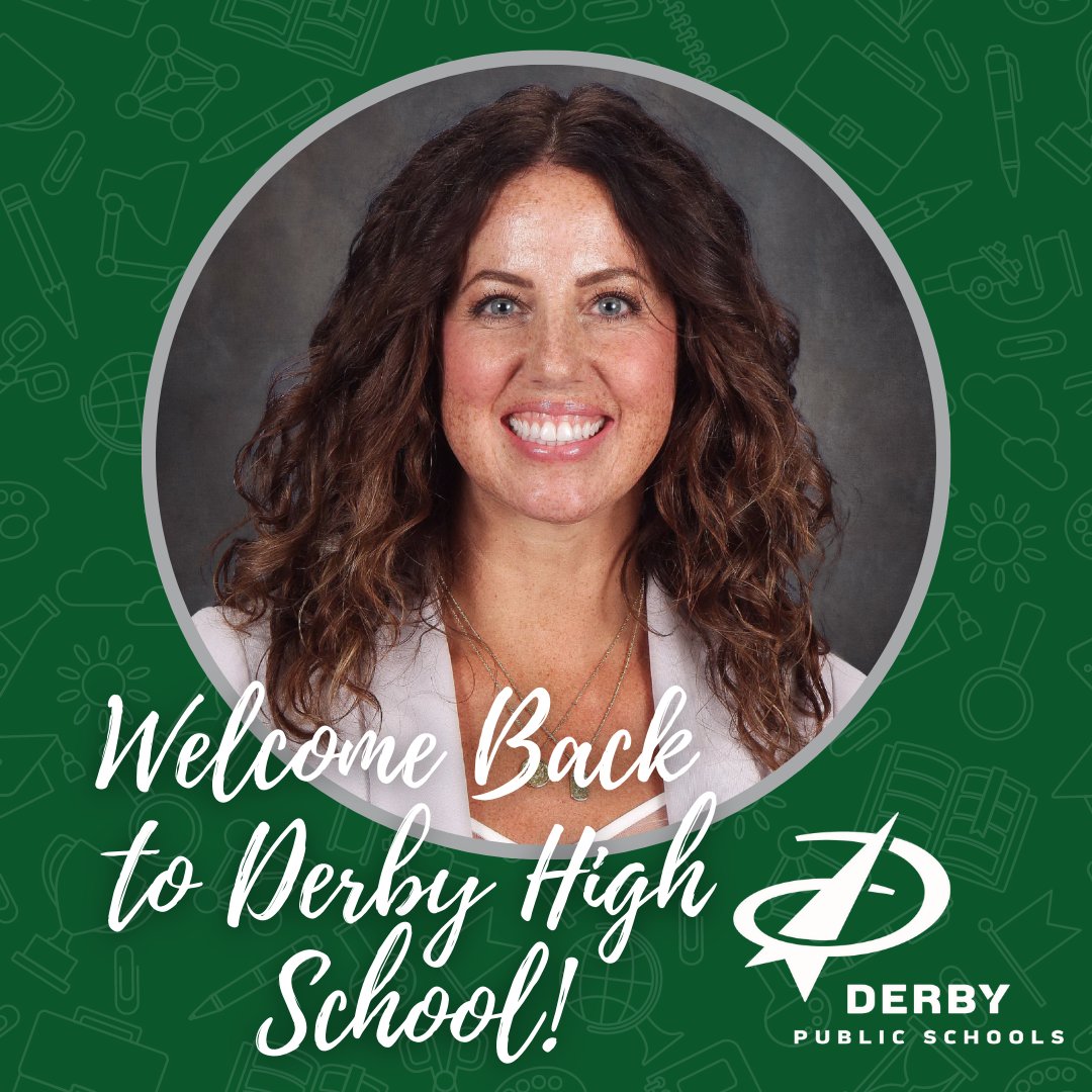 DerbySchoolsKS's tweet photo. At the June 12, 2023 Board of Education meeting, Gretchen Pontious will be recommended as the next Principal @DHS_Panthers, beginning her duties on July 1. Please help us welcome Gretchen back to Derby High School! https://t.co/nsdAouZFY7