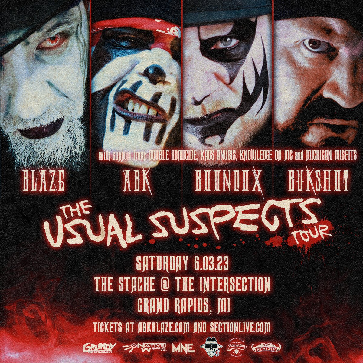 This Week at SectionLive 🎶 @BlazeYaDead1 @Abkwarrior @TurnCoat_Dirty @Bukshizzle The Usual Suspects Tour on Sat 6/3 with Double Homicide, Kaos Anubis, Knowledge Da MC, and Michigan Misfits 🎫 bit.ly/BYDH-ABK