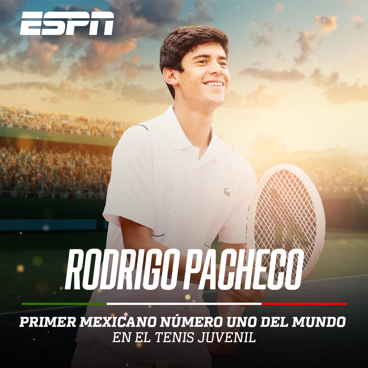 ESPNmx's tweet photo. 🙌 ¡TENEMOS NÚMERO UNO DEL MUNDO MEXICANO! 🇲🇽

Él es Rodrigo Pacheco...🤩

🔝 Por 1ERA vez en la historia, México alcanzó la cima del ranking de la ITF

😎 18 años y nacido en Yucatán

🏆 Conquistó el Trofeo Bonfiglio en Milán y sumó 500 pts para ser #1

https://t.co/9BDyyRfhOw https://t.co/xTGAyYTmsQ
