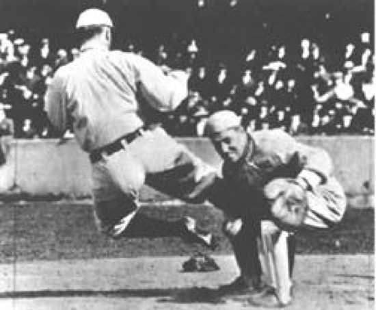 baseballinpix's tweet photo. Ty Cobb sliding into home, 1912 https://t.co/onQlzUy4hx