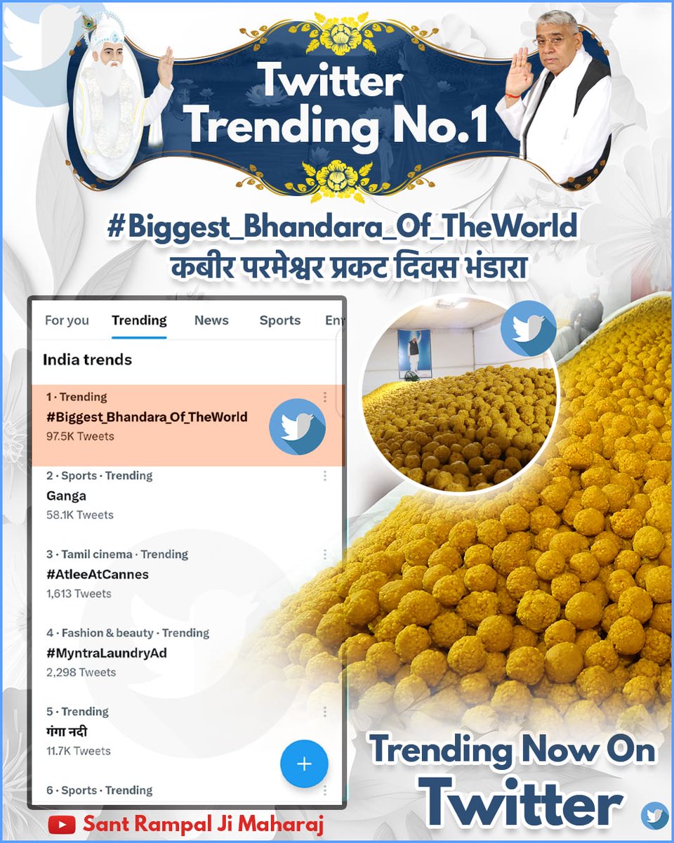 You won't find such sattvic food anywhere else
 A three-day (June 2, 3, 4) TWITTER TRENDING NO.1  #Biggest_Bhandara_Of_TheWorld