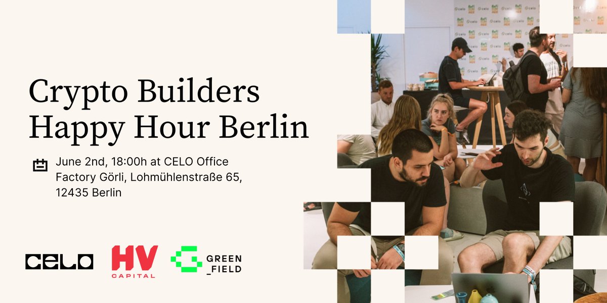 HV Capital is looking forward to hosting its first Crypto Event!

Together with <a href="/CeloOrg/">Celo</a>  &amp; <a href="/greenfield_cap/">Greenfield Capital</a>, we are happy to invite Berlin's crypto visionaries and builders to our after-work event on June 2nd!

Sign up for the guest list here: lu.ma/64wyq6yt.