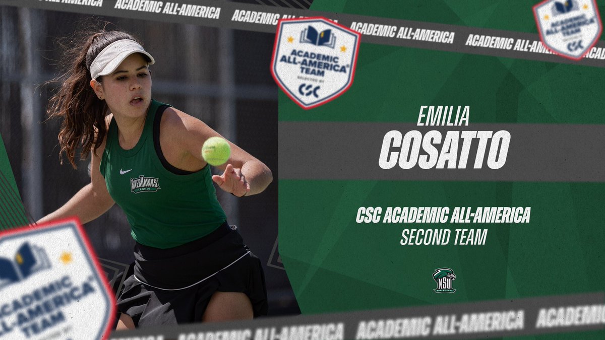 Congratulations to Emilia Cosatto for being named to the CSC Academic All-America second team for her outstanding performances on and off the courts!

📝 - bit.ly/3OGXD5

#TeamNSU | #RiseHigh