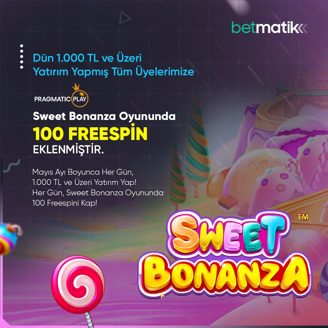 ☄️  Mayıs Ayı Boyunca Hergün Eğlence❗️

💳  #Betmatik'ten,  Dün 1000 TL ve üzeri yatırım yapan herkese,
🍬  Sweet Bonanza Oyununda,
💣 100 FREESPİN  Eklenmiştir.

🔒  Güvenilir bahsin adresi;
➡️  tinyurl.com/ja3ps9bu