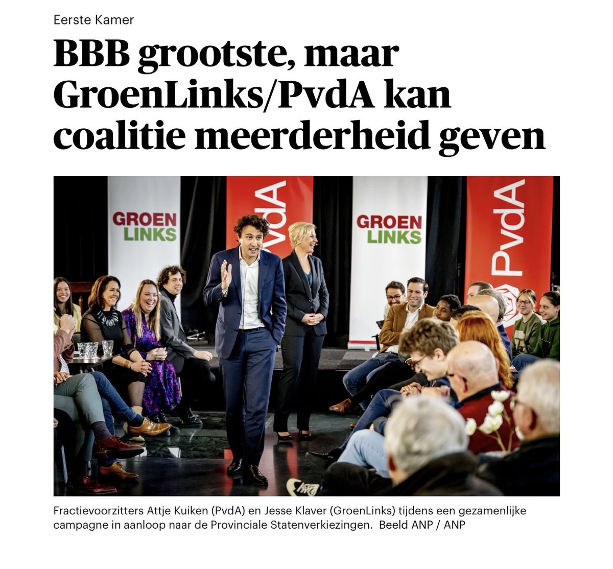 De gezamenlijke Eerste Kamerfractie van <a href="/groenlinks/">GroenLinks</a> en PvdA is gekozen. 🌹🌱

Gefeliciteerd aan al onze senatoren. Samen gaan we aan het werk voor een sociale en groene toekomst voor iedereen!