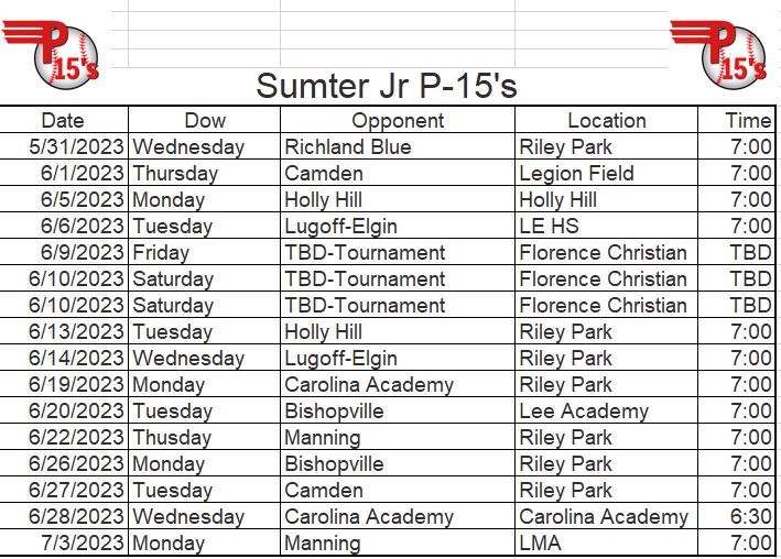 sumter_15's tweet photo. Schedule change:  Please note the Holly Hill games have been shifted around. https://t.co/DNIhnmXrlc