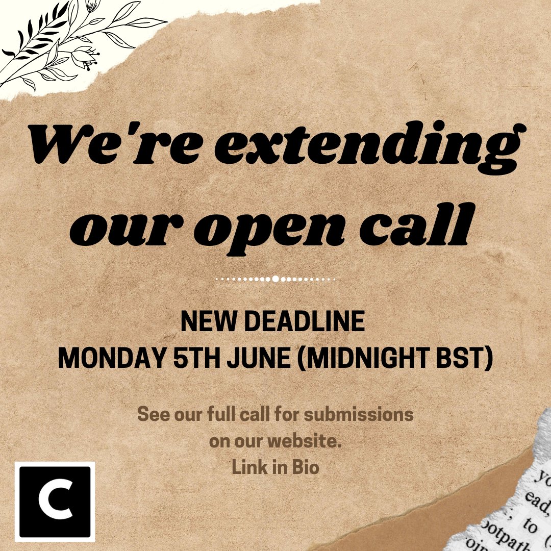 🌟Great news for anyone who missed out on submitting their work… we’re extending our open call until Monday 5th June! ⏳Don’t miss your chance to submit your work for Cultivate’s 2023 special issue. Be part of the Cultivate family! #ArtAndFeminism #CultivateMagazine