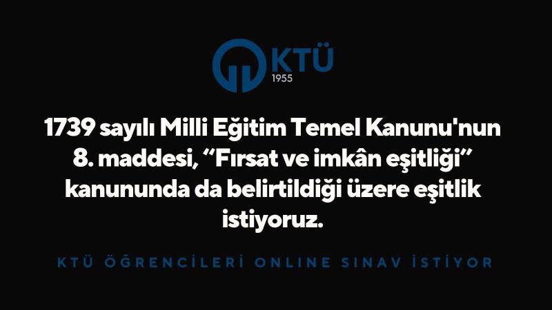 KTÜ Öğrencileri Online sınav istiyor. Devlet üniversitesindeki eczacılıklardan sadece KTÜ eczacılık yüz yüze kalmış @YuksekogretimK