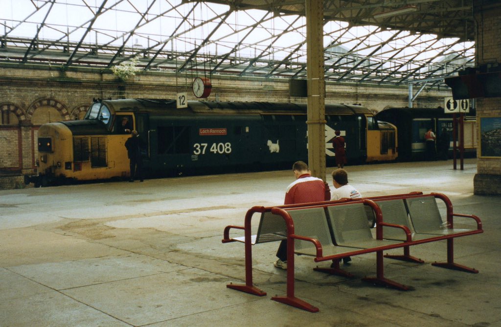 Class 37 (408) “Loch Rannoch” pictured at Crewe 29/09/1993 photo taken by my grandad