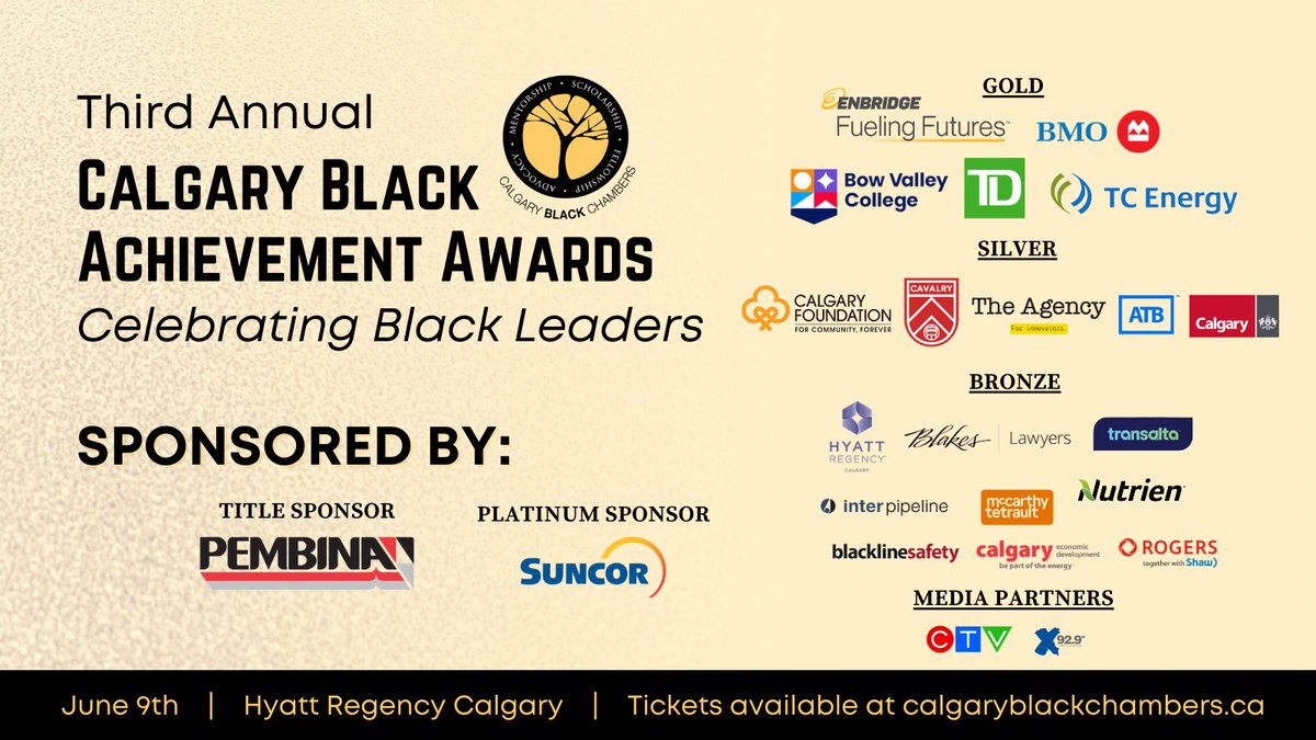 HyattRegencyCalgary (@hyattcalgary) on Twitter photo We're proud to sponsor the 2023 Calgary Black Achievement Awards, hosted by
<a href="/yycblackchamber/">The Calgary Black Chambers</a>. Together, let’s celebrate the incredible achievements of Black Calgarians
and their contributions to our community.
bit.ly/42NZ9X6
#CalgaryBlackAchievementAwards We're proud to sponsor the 2023 Calgary Black Achievement Awards, hosted by
<a href="/yycblackchamber/">The Calgary Black Chambers</a>. Together, let’s celebrate the incredible achievements of Black Calgarians
and their contributions to our community.
bit.ly/42NZ9X6
#CalgaryBlackAchievementAwards