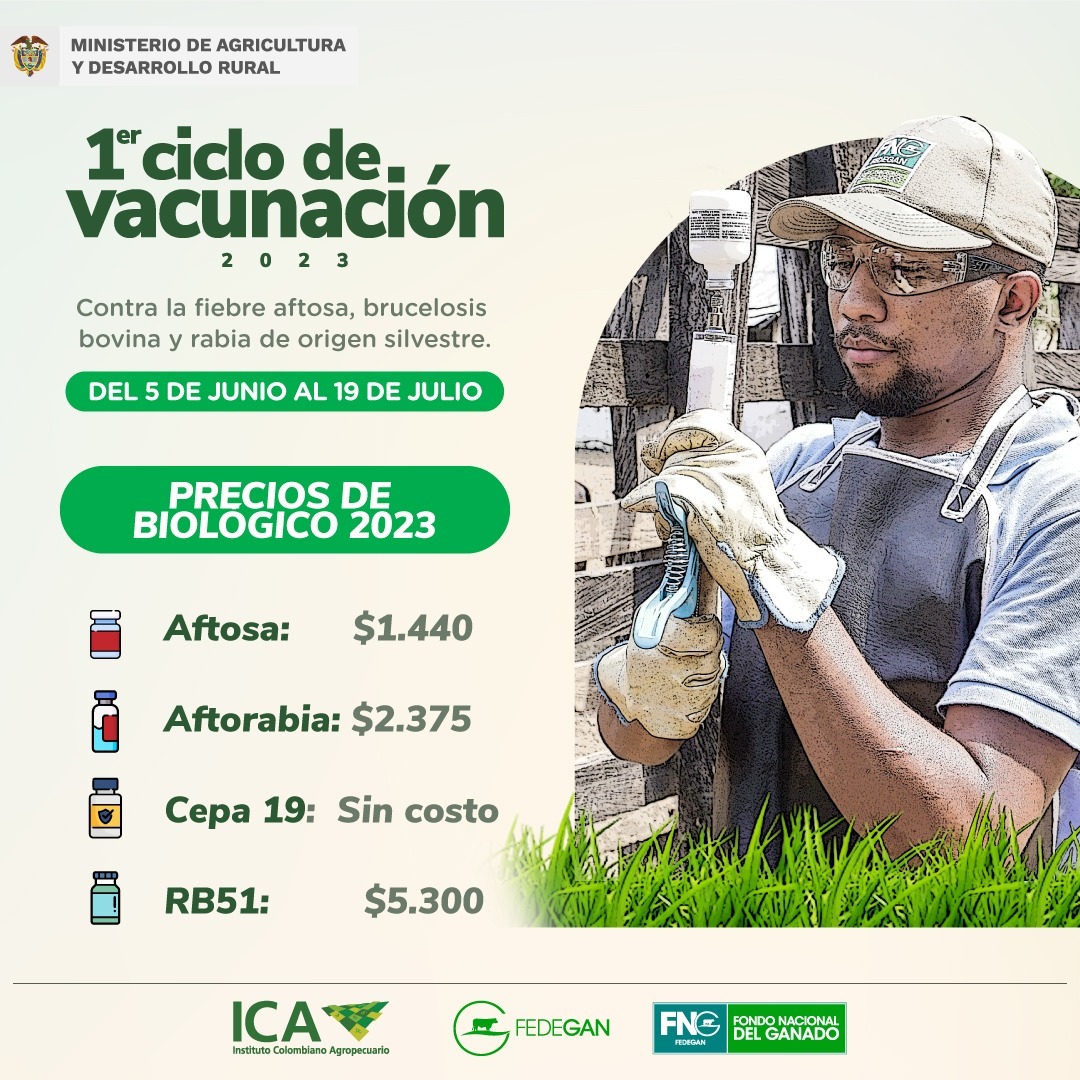 Fedegan's tweet image. 📢 I Ciclo de Vacunación 2023 📢

🤠🐄 Ganadero: estamos próximos a iniciar el primer ciclo de inmunización del año y es importante que usted conozca los valores del biológico. 🐂💉
 
#ConstruyendoGanadería
