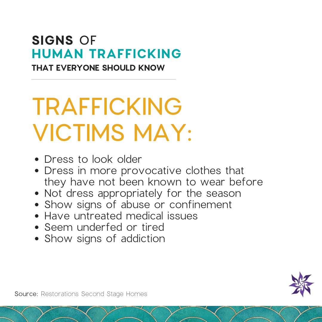 Human trafficking and sexual exploitation happens here in Halton.

Do you know the signs?  

source: @Restorations_CA
#sextrafficking #humantrafficking #humantraffickingawareness #restorations #secondstage #knowthesigns #supportsurvivors #antihumantrafficking