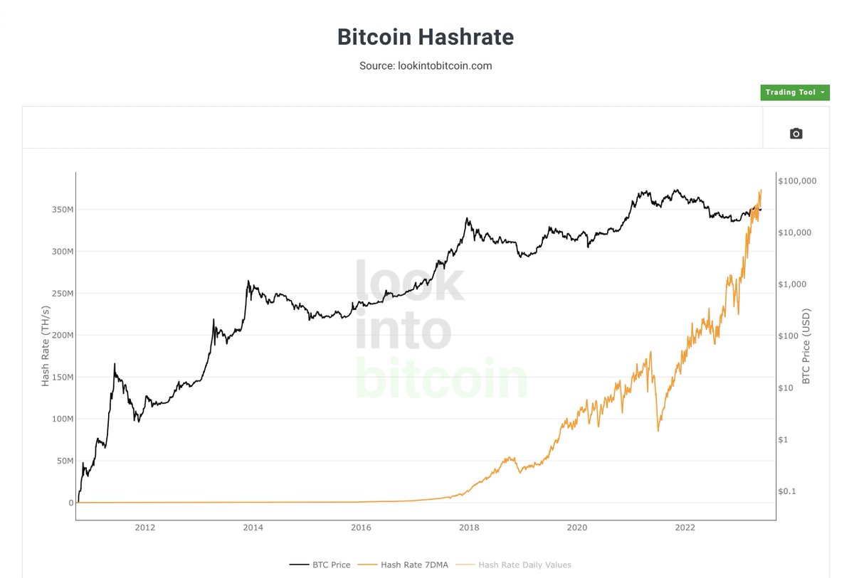 #Bitcoin  hashrate continues it's unrelenting march upward 👀🙌